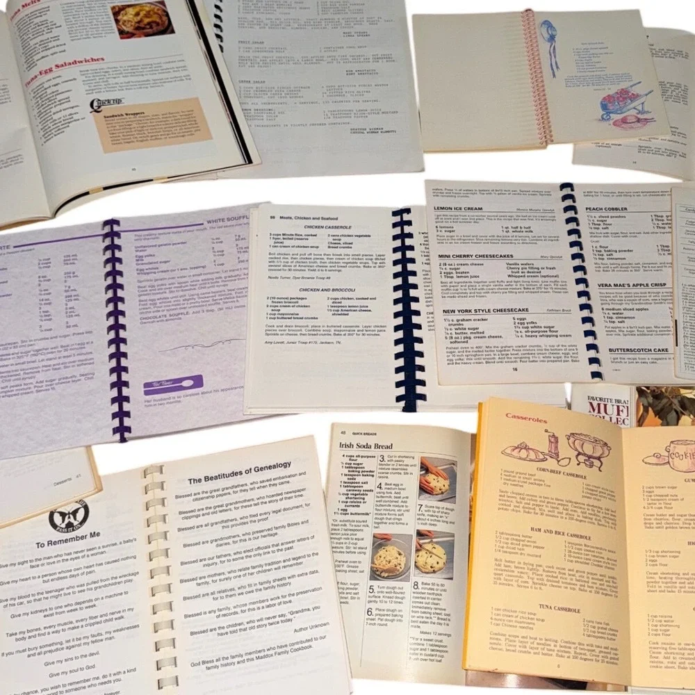 Lot of 14 Vintage Community Church Cookbook Southern Regional Recipes Spiral